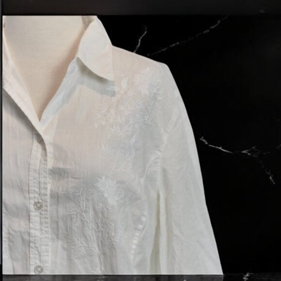 Vintage Eddie Bauer Embroidered Button Front Shirt Tailored Fit XL - Picture 5 of 7